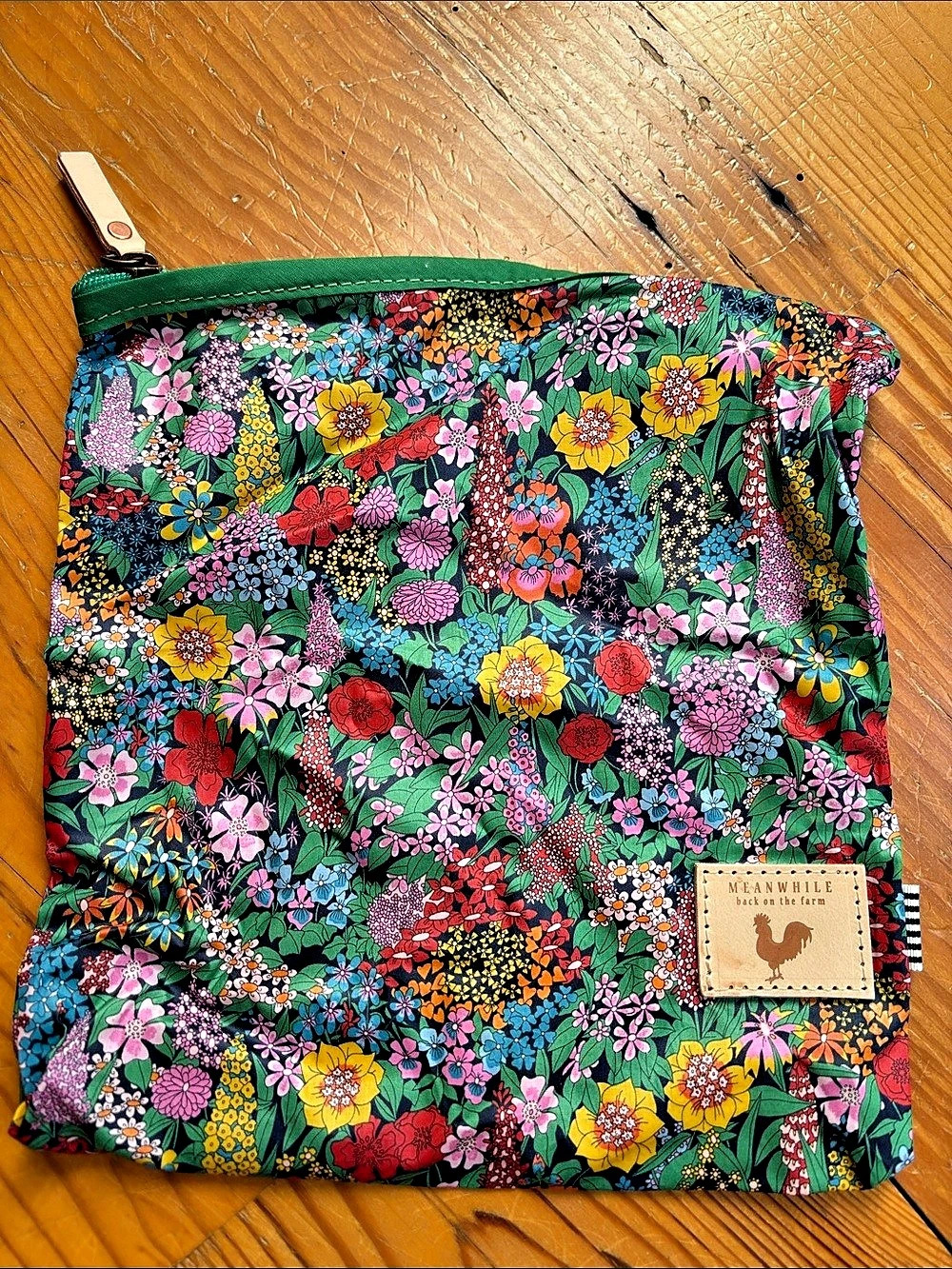 Meanwhile Back on the Farm ditty bag in Liberty Floral Cosmetic Bag in Green & M